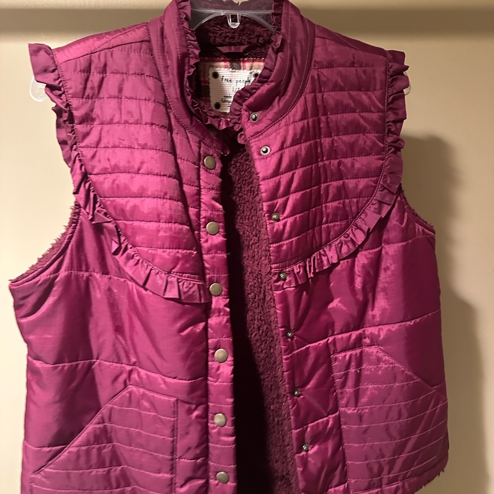 Free People Burgundy Quilted Vest